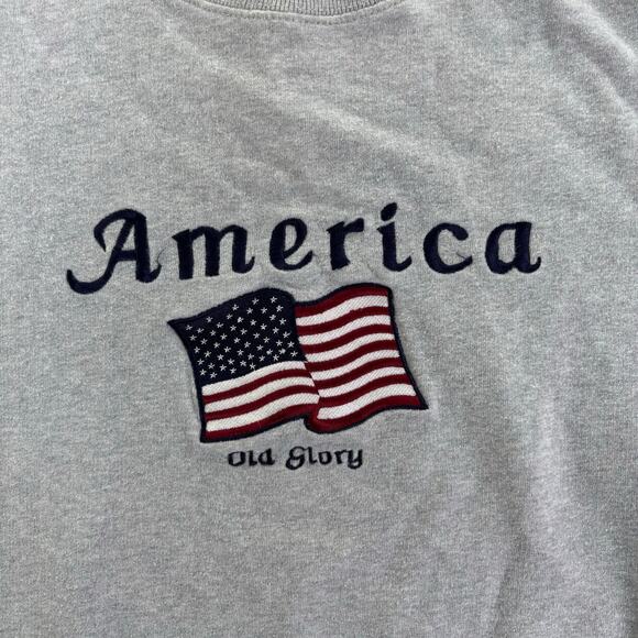 Vintage Croft and Barrow America Crewneck Sweatshirt Men Medium Embroidered Grey - Picture 2 of 7